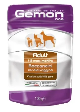 Показвай детайлите за Gemon Wild Game Adult - Пауч с месо от дивеч, за възрастни кучета - опаковка, 100 гр Снимка на Gemon Wild Game Adult - Пауч с месо от дивеч, за възрастни кучета - опаковка, 100 гр