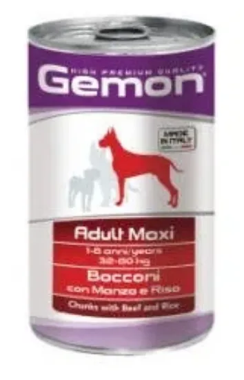 Снимка на Gemon Beef and Rice Adult Maxi - Хапки с говеждо и ориз за големи породи - опаковка 2 броя х 1.250 кг.