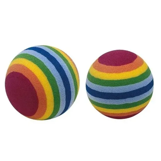 Снимка на Ferplast Rainbow ball - Забавна играчка за котки, шарени гумени топки, 2 броя х 3.5 см.