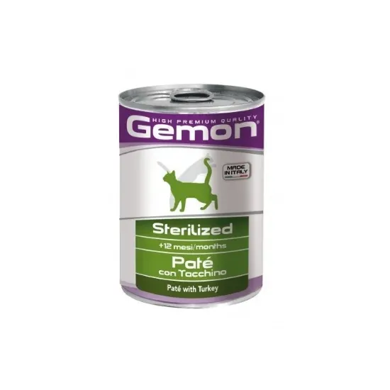Снимка на Gemon Sterilized turkey - Пастет с пуешко месо , за кастрирани котки - 5 броя х 400 гр.
