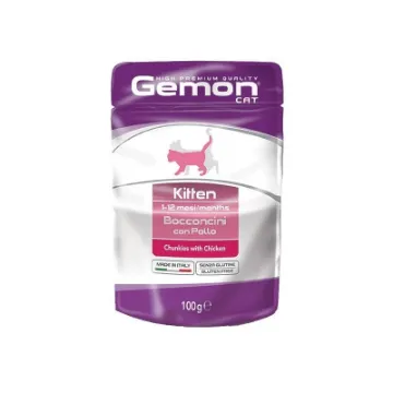 Показвай детайлите за Gemon Chicken Kitten - Пауч с пилешко месо, за малки котки 1-12 месеца - опаковка 100 гр Снимка на Gemon Chicken Kitten - Пауч с пилешко месо, за малки котки 1-12 месеца - опаковка 100 гр
