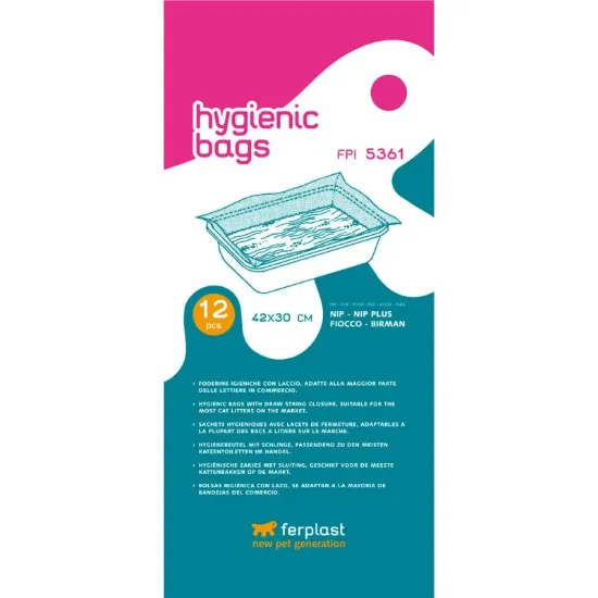 Снимка на Ferplast Hygienic bags FPI 5362 - Хигиенни торбички за тоалетни модели: Nip 20, Nip 20 Plus, Nip 20 Wood, Bella, Prima and Moderna, 42/30 см. - 12 броя