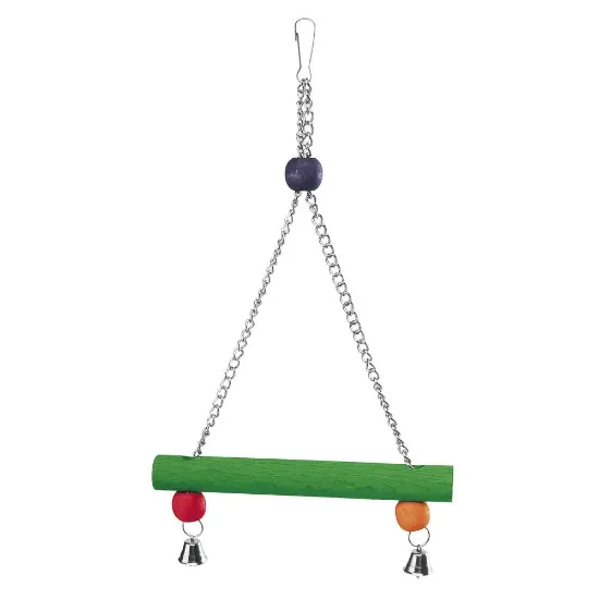 Снимка на Ferplast Parrot toy- Дървена люлка за папагали със звънчета, 20 / 37 cм - ø 2,3 cм.