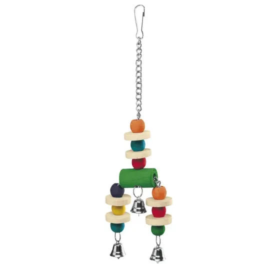 Снимка на Ferplast Parrot Toy - Забавна и цветна дървена играчка за папагали, 9 / 3 / 32 см.
