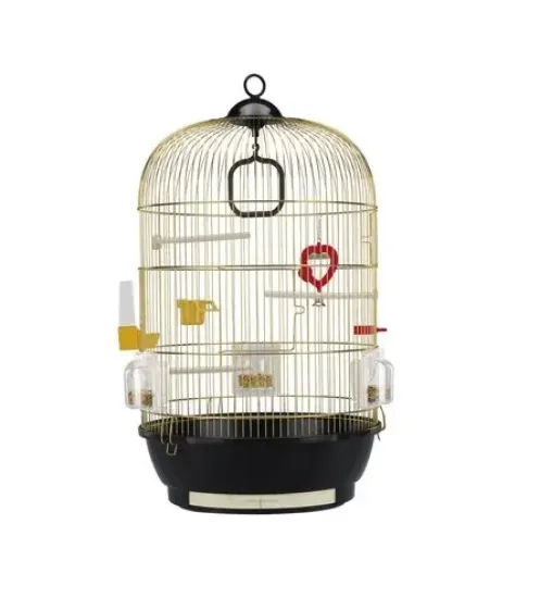 Снимка на Ferplast - Cage Diva Black - Оборудвана клетка за канарчета, екзотични и други малки птици - размер Ø 40 x H 65 см.