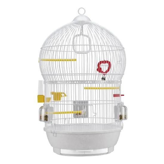 Снимка на Ferplast - Cage Bali White -Оборудвана клетка за канарчета, екзотични и други малки птици - размер Ø43,5 x H 68,5 см.