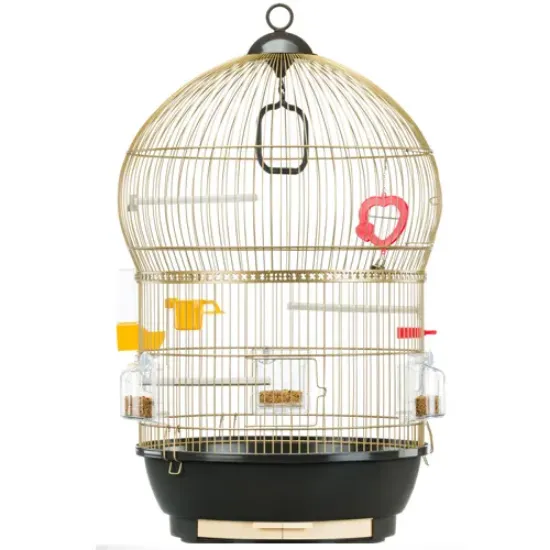 Снимка на Ferplast - Cage Bali Brass Antique - Оборудвана клетка за канарчета, екзотични и други малки птици - размер Ø43,5 x H 68,5 см.