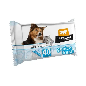 Показвай детайлите за Ferplast Genco Fresh Marine - Мокри кърпички за кучета и котки със свеж морски аромат, 40 броя 20/ 30 см. Снимка на Ferplast Genco Fresh Marine - Мокри кърпички за кучета и котки със свеж морски аромат, 40 броя 20/ 30 см.