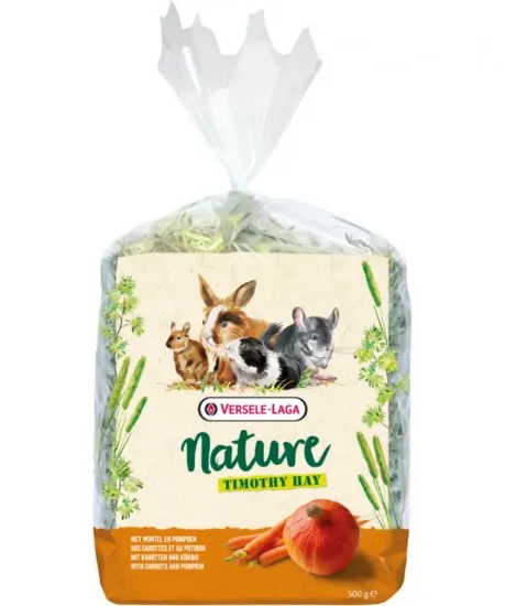 Снимка на Versele Laga Timothy Hay carrot & pumpkin - сено тимоти, обогатено с моркови и тиква, 500 гр.
