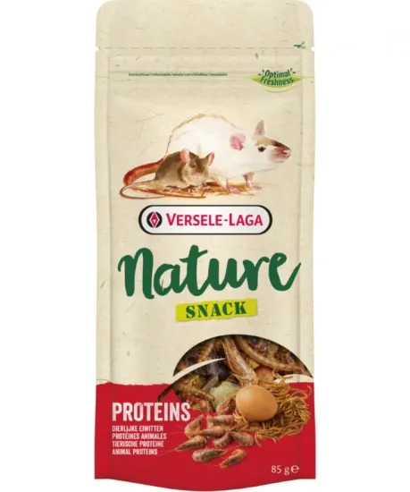 Снимка на Versele Laga Snack Proteins - вкусно лакомство с животински протеини за порчета, мишки, хамстери, 85 гр.