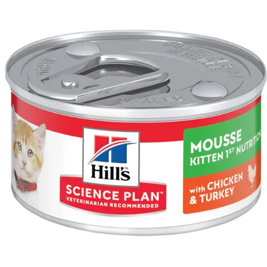 Снимка на Hill’s Science Plan Kitten 1st Nutrition Mousse с пилешко – Мус за котенца на възраст от отбиването до 1 година. Бременни и кърмещи котки, 82 гр.