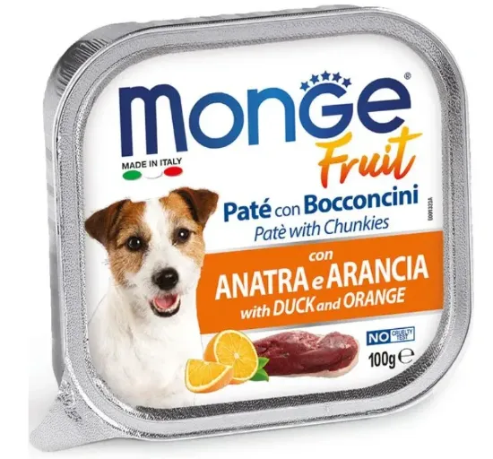 Снимка на MONGE Gemon FRUIT PATÉ & CHUNKIES DUCK & ORANGE – ПАСТЕТ И ХАПКИ С ПАТИЦА И ПОРТОКАЛИ,