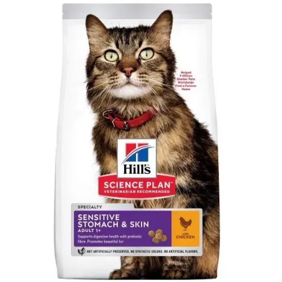Снимка на HILL’S SCIENCE PLAN SENSITIVE STOMACH & SKIN ADULT С ПИЛЕШКО – ПЪЛНОЦЕННА ХРАНА ЗА КОТКИ НАД 1 ГОД. С ЧУВСТВИТЕЛЕН СТОМАХ И КОЖА 1.5 кг.