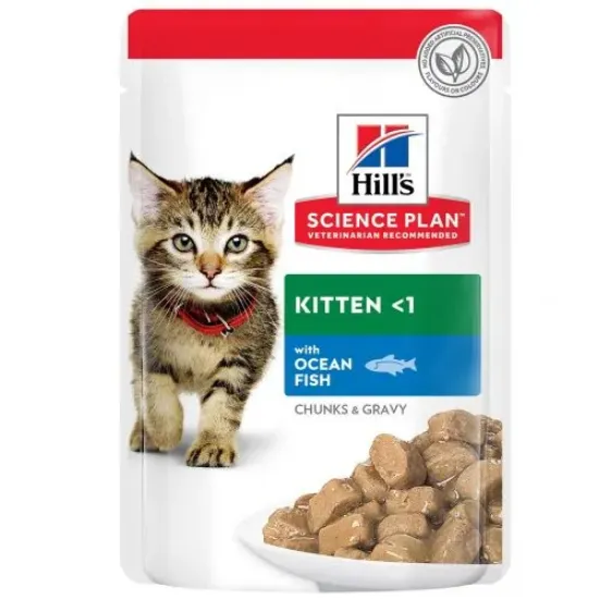 Снимка на HILL’S SCIENCE PLAN KITTEN ПАУЧ С ОКЕАНСКА РИБА – ПЪЛНОЦЕННА ХРАНА ЗА КОТЕНЦА ДО 1 ГОД. И ЗА БРЕМЕННИ/КЪРМЕЩИ КОТКИ 12x85 г 1.020 кг.