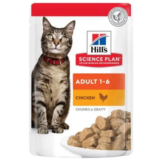 Снимка на HILL’S SCIENCE PLAN FELINE ADULT ПАУЧ С ПИЛЕШКО – МАЛКИ КЪСЧЕТА В СОС ГРЕЙВИ ЗА ЗРЕЛИ КОТКИ 1-6 ГОДИНИ 12*85 1.020 кг.