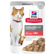 Снимка на HILL’S SCIENCE PLAN FELINE STERILISED CAT YOUNG ADULT ПАУЧ СЪС СЬОМГА – МАЛКИ КЪСЧЕТА В СОС ГРЕЙВИ ЗА МЛАДИ КАСТРИРАНИ КОТКИ ОТ 6 МЕС. ДО 6 ГОД. 12х85 г. 1.020 кг. 1