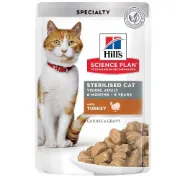 Снимка на HILL’S SCIENCE PLAN FELINE STERILISED CAT YOUNG ADULT ПАУЧ С ПУЙКА – МАЛКИ КЪСЧЕТА В СОС ГРЕЙВИ ЗА МЛАДИ КАСТРИРАНИ КОТКИ ОТ 6 МЕС. ДО 6 ГОД. 12х85 г. 1.020 кг. 1