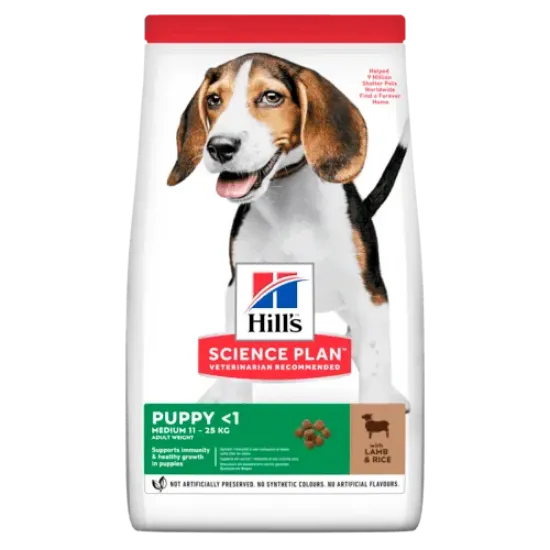 Снимка на HILL’S SCIENCE PLAN CANINE PUPPY MEDIUM С АГНЕШКО & ОРИЗ – ЗА ПОДРАСТВАЩИ КУЧЕТА ОТ СРЕДНИТЕ ПОРОДИ ДО 25 КГ., ОТ ОТБИВАНЕТО ДО 1 Г. БРЕМЕННИ И КЪРМЕЩИ КУЧЕТА. 2.5 кг.