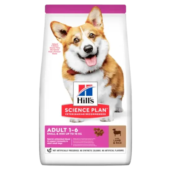 Снимка на HILL’S SCIENCE PLAN SMALL&MINI ADULT С АГНЕШКО И ОРИЗ – ПЪЛНОЦЕННА СУХА ХРАНА ЗА ДРЕБНИ И МИНИАТЮРНИ ПОРОДИ КУЧЕТА В ЗРЯЛА ВЪЗРАСТ 1-6 ГОД. 1.5 кг.