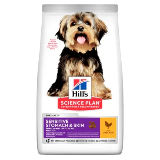 Снимка на HILL’S SCIENCE PLAN SMALL&MINI SENSITIVE STOMACH&SKIN ADULT С ПИЛЕШКО – ПЪЛНОЦЕННА СУХА ХРАНА ЗА ДРЕБНИ И МИНИАТЮРНИ ПОРОДИ КУЧЕТА В ЗРЯЛА ВЪЗРАСТ НАД 1 ГОДИНА С ЧУВСТВИТЕЛЕН СТОМАХ И КОЖА 1.5 кг.