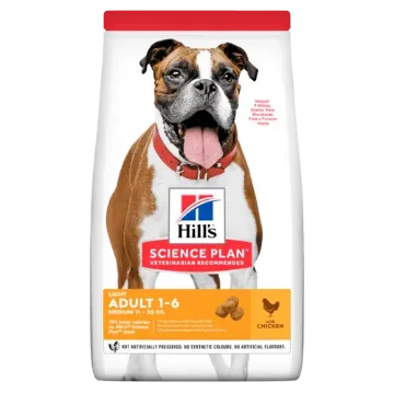 Показвай детайлите за HILL’S SCIENCE PLAN CANINE ADULT LIGHT С ПИЛЕШКО – ПЪЛНОЦЕННА СУХА ХРАНА ЗА КУЧЕТА ОТ СРЕДНИ ПОРОДИ, СКЛОННИ КЪМ НАДНОРМЕНО ТЕГЛО, 11-25КГ., НАД 1Г. 14 кг. 1 - MyPetShop.bg Снимка на HILL’S SCIENCE PLAN CANINE ADULT LIGHT С ПИЛЕШКО – ПЪЛНОЦЕННА СУХА ХРАНА ЗА КУЧЕТА ОТ СРЕДНИ ПОРОДИ, СКЛОННИ КЪМ НАДНОРМЕНО ТЕГЛО, 11-25КГ., НАД 1Г. 14 кг. 1