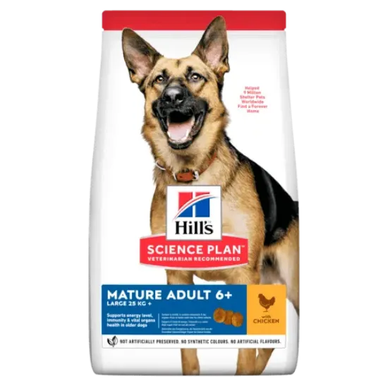 Снимка на HILL’S SCIENCE PLAN CANINE MATURE ADULT LARGE BREED С ПИЛЕШКО – ПЪЛНОЦЕННА СУХА ХРАНА ЗА КУЧЕТА ОТ ГОЛЕМИ И ЕДРИ ПОРОДИ В НАПРЕДНАЛА ВЪЗРАСТ (НАД 25 КГ, НАД 5Г.) 14 кг.