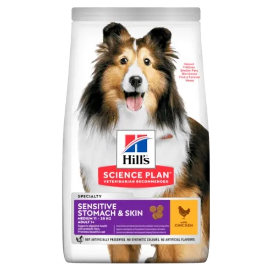 Снимка на HILL’S SCIENCE PLAN ADULT SENSITIVE STOMACH & SKIN С ПИЛЕШКО – ЗА КУЧЕТА С ЧУВСТВИТЕЛЕН СТОМАХ И ЧУВСТВИТЕЛНА КОЖА, НАД 1Г. 2.5 кг.