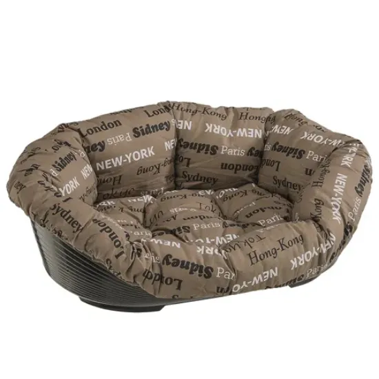 Снимка на Ferplast Sofa 2 - черно пластмасово легло за котки и кучета 52 x 39 x h 21 cm с включен дюшек в кафяв десен