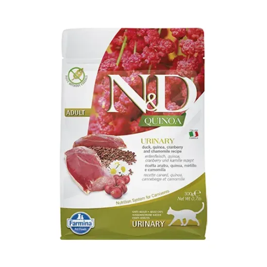 Снимка на Farmina N&D Cat Quinoa Urinary - храна за котки в зряла възраст за здрав уринарен тракт с патешко месо; без зърно 0.300 кг