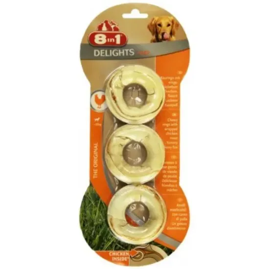 Снимка на 8in1 Delights Rings - деликатесно лакомство пръстени с пилешко месо - 3 броя