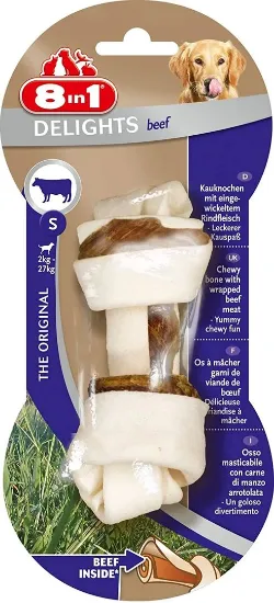 Снимка на 8in1 Delights Beef S - Лакомство ,деликатесен кокал говеждо месо за кучета от дребни породи до 10 кг. - 2 броя х 1 кокал