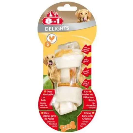 Снимка на 8in1 Delights Bone S - Лакомство ,кокал с чисто пилешко месо за кучета от малки породи до 10 кг.- 2 броя