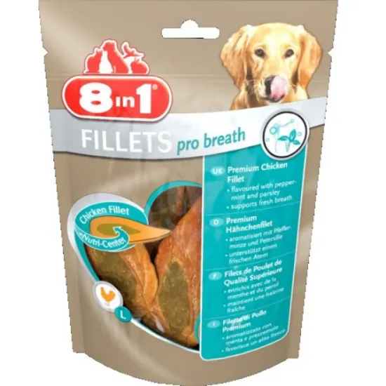 Снимка на 8in1 Fillets Pro Breath S - филенца за свеж дъх за кучета 2 броя х 80 гр.