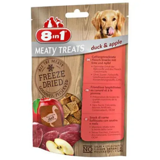 Снимка на 8in1 Dog Meaty Treats - Замразено беззърнено лакомство с патешко месо за кучета, 2 пакета х 50 гр.