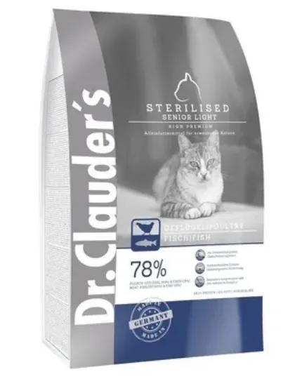 Снимка на Dr. Clauder's Cat Senior/Light Sterilized -суха храна за възрастни, кастрирани котки или котки с наднормено тегло 400гр