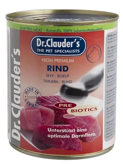 Снимка на Dr.Clauder's Selected Meat Rind/Pre Biotics/ - консервирана храна за кучета с телешко месо, 3 броя х 400 гр.