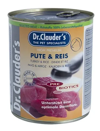 Снимка на Dr.Clauder's Selected Meat Pute Reis/Pre Biotics/ - консервирана храна за кучета с пуешко месо и ориз, 3 броя х 400 гр.