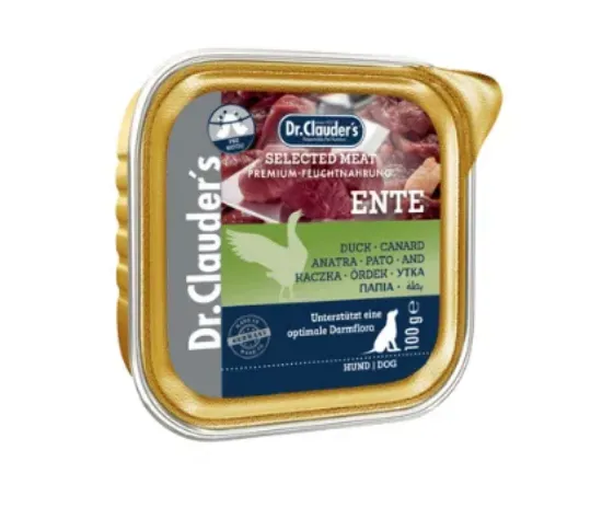 Снимка на Dr.Clauder's Selected Meat Ente /Pre Biotics/ - консервирана храна с патешко месо за кучета, 6 броя х 100 гр.