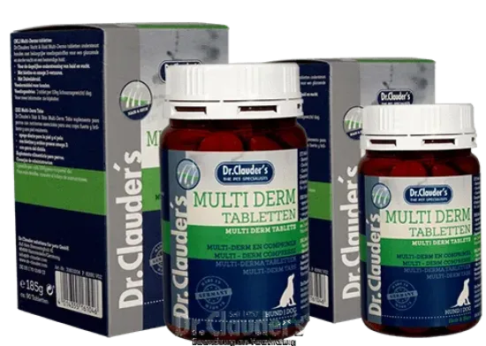 Снимка на Dr.Clauder's Multi-Derm tab-хранителна добавка на таблетки за козина и кожа при кучета 450 гр