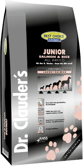 Снимка на Dr. Clauder's Super Premium Sensitive Junior Salmon & Rice - със сьомга и ориз, за чувствителни подрастващи кучета от 2 до 12 месеца 4кг