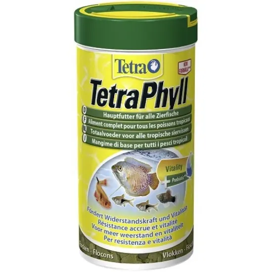 Снимка на Tetra Phyll - храна за тревопасни тропически рибки 100мл.