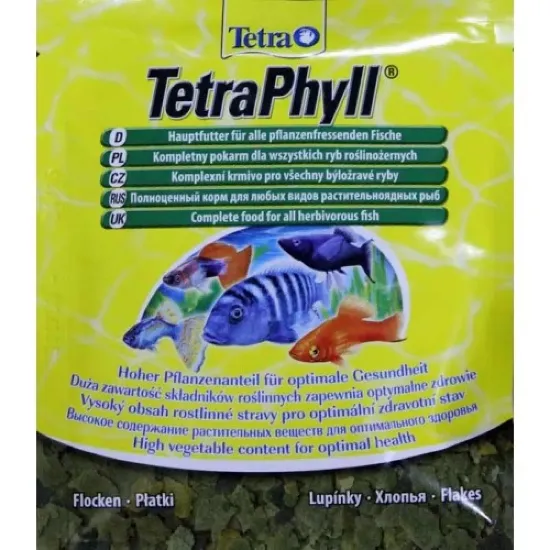 Снимка на Tetra - TetraPhyll - универсална храна за всички видове тревопасни тропически риби 12 гр.