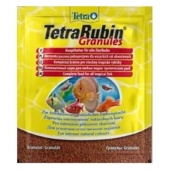 Снимка на Tetra Rubin Granules - Универсална гранулирана храна с естествени съставки подсилващи яркостта на цветовете на аквариумните рибки - 12 гр.