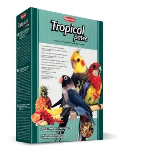 Снимка на Padovan Tropical Pâtée Пълноценна храна с тропически плодове за средни папагали 700 гр.