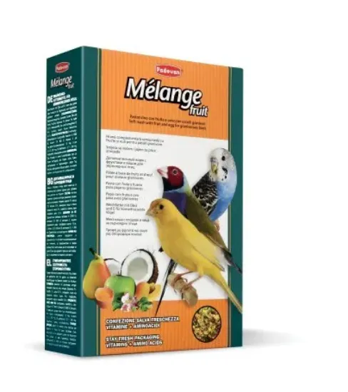 Снимка на Padovan Melange fruit - Хранителна добавка,обогатен с пчелен мед и плодове за зърноядни птици 300гр