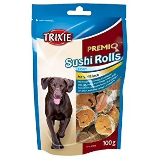 Снимка на Trixie Premio Sushi Rolls - Лакомство за кучета от чисто месо, ролца суши от риба, 100 гр