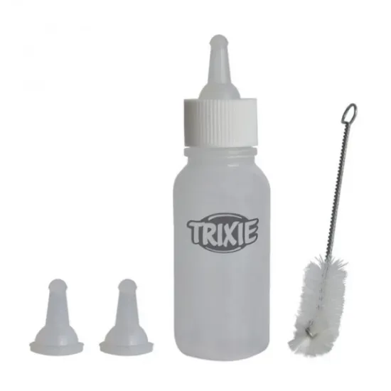 Снимка на Trixie Suckling Bottle Set - бутилка с три биберона и четка за почистване 57 мл
