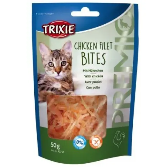 Снимка на Trixie Chicken Fillet Bites - Лакомство за котки с пилешки късчета, 3 броя х 50 гр.