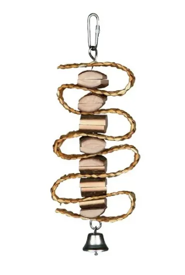 Снимка на Trixie Wooden Ring with rope - Въже с дървени висулки за папагали 21 см