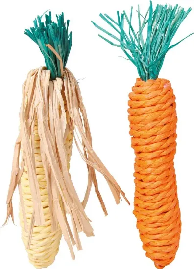 Снимка на Trixie Set of Straw Toys corn on the cob and carrot - Комплект играчка моркови за гризачи 15 см